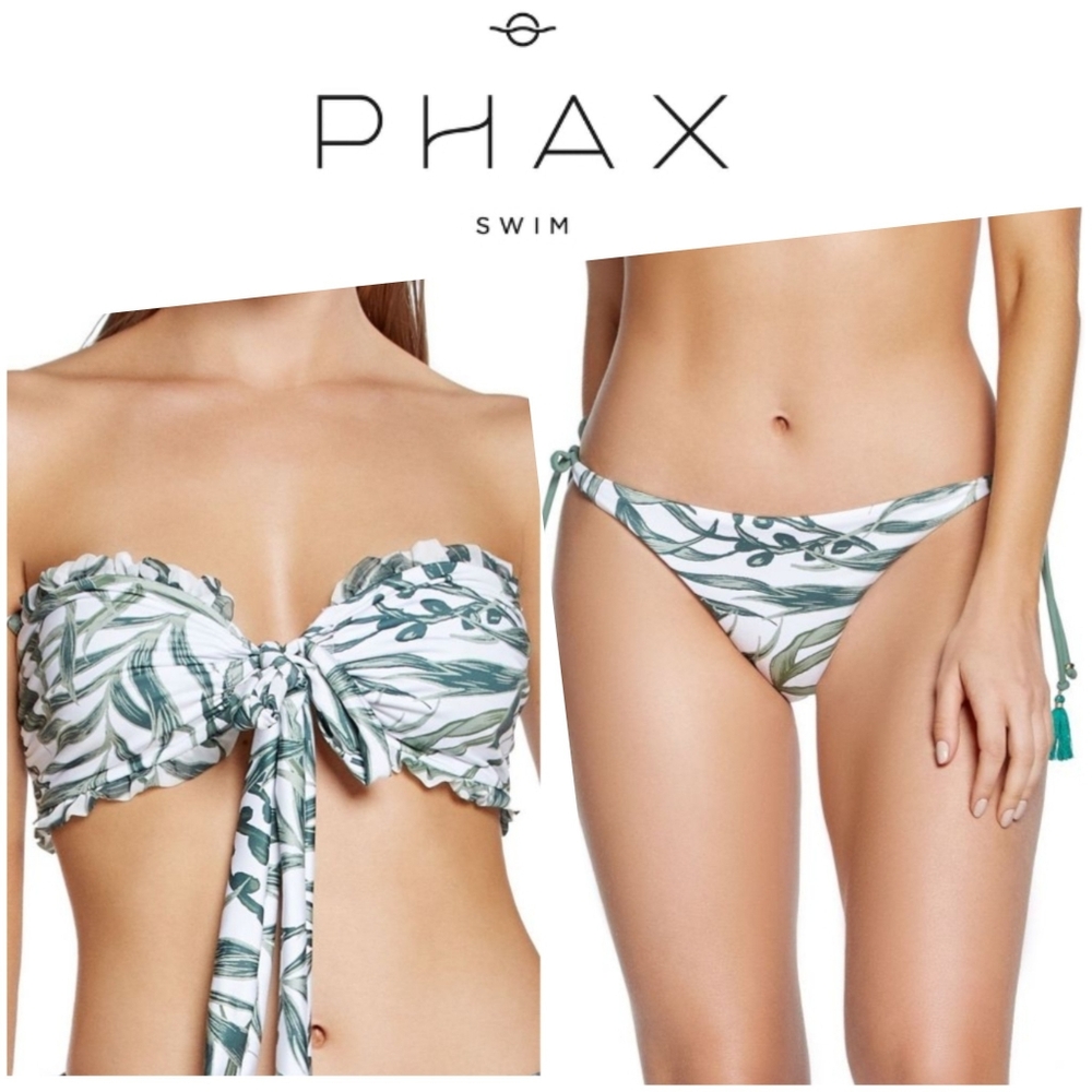 Phax Jungle Strapless Top and Tie Side Bottom Bikini Set Size XL NEW NWT